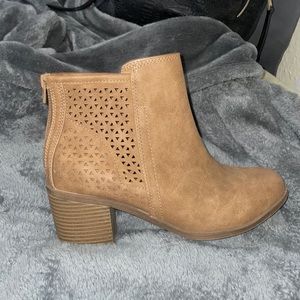 tan low high boots